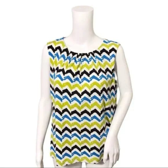 Calvin Klein Tops - Calvin Klein Zig Zag Print Multicolored Sleeveless Knit Top Sz-Large